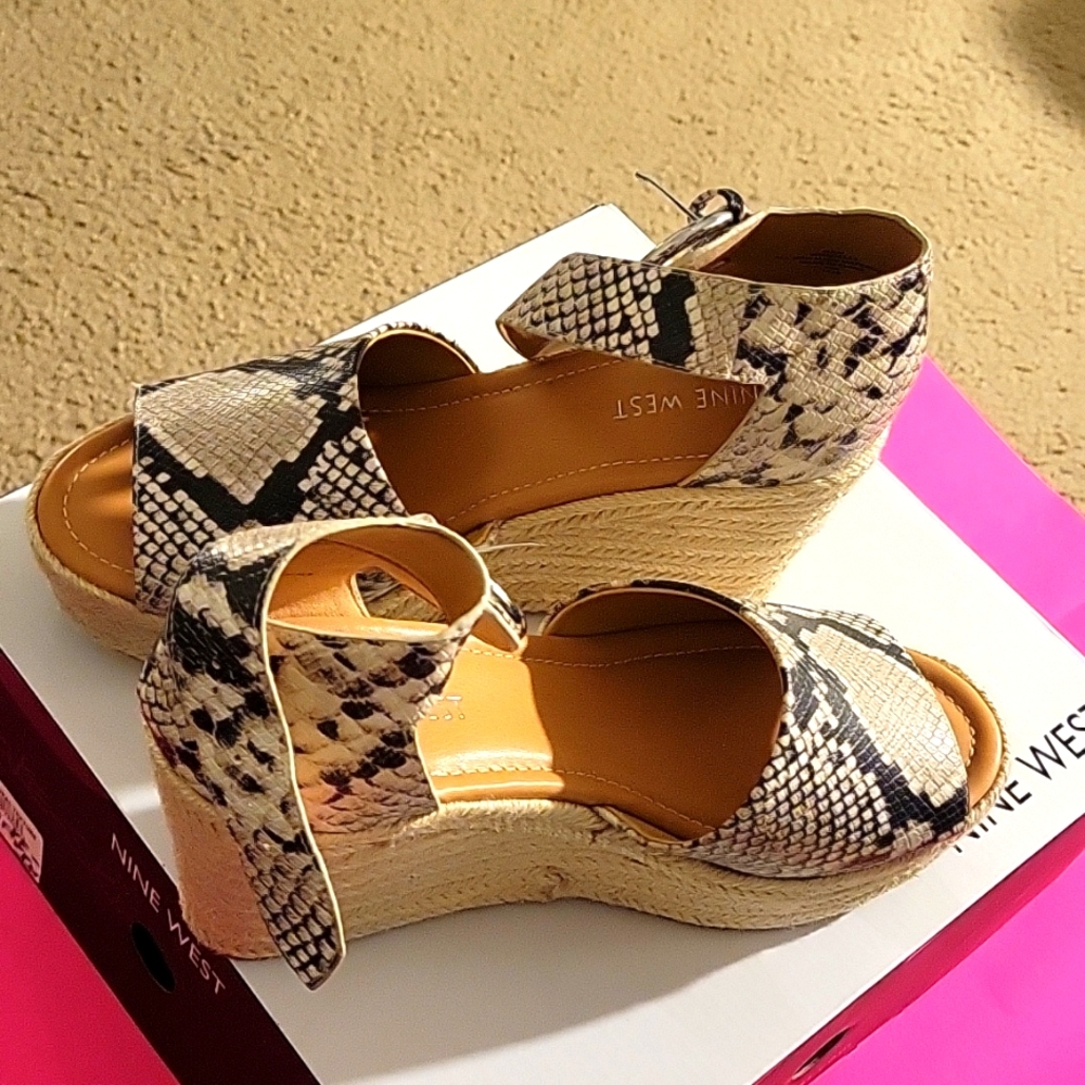 Snakeskin wedge sandles size 8.5
